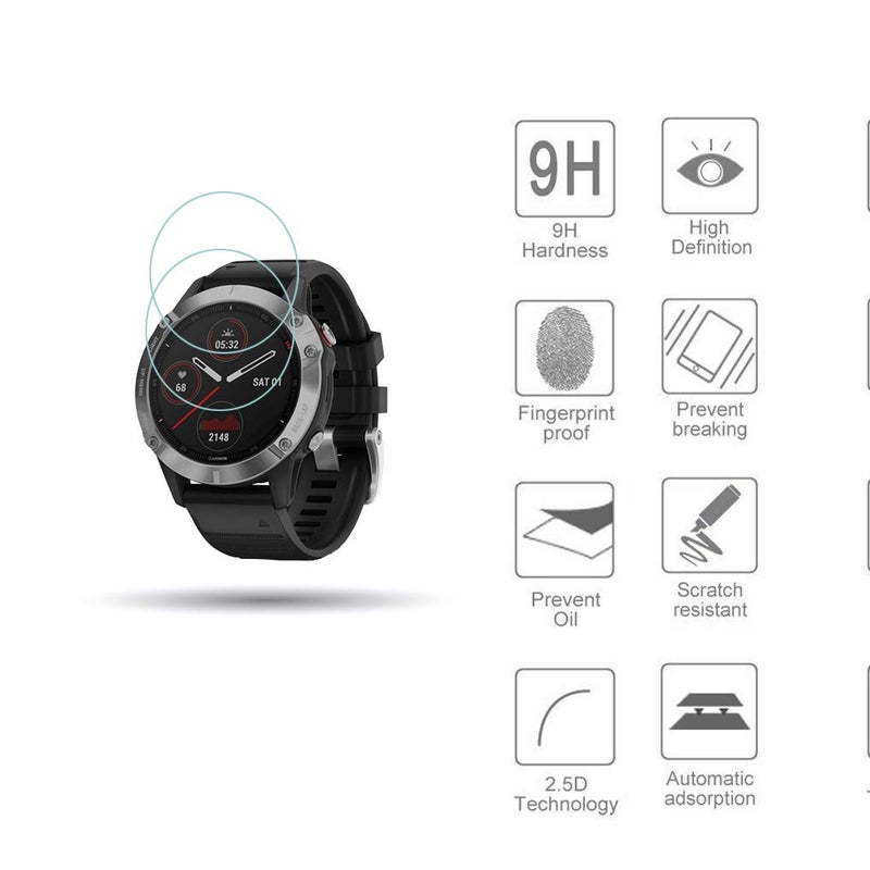 JIUJOJA 2Pack for Garmin Fenix 6/6 Pro/ 6 Sapphire/6 Solar Charging Sync Data Cable and 2Pcs Free HD Tempered Glass Screen Protector and 8pcs Color Charger Port Protector for Smart Watch - Image 4